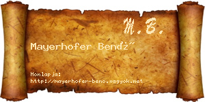Mayerhofer Benő névjegykártya